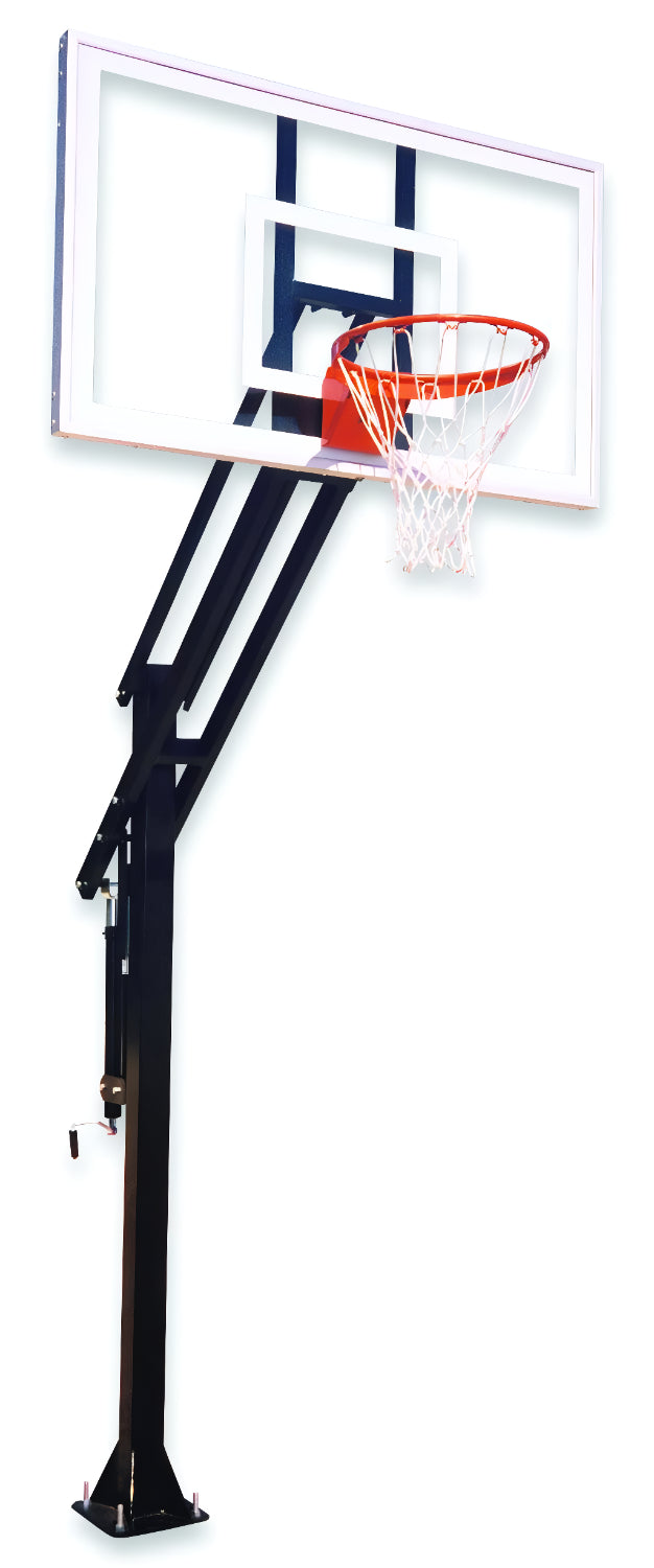  In ground basketball goal and white tempered glass backboard