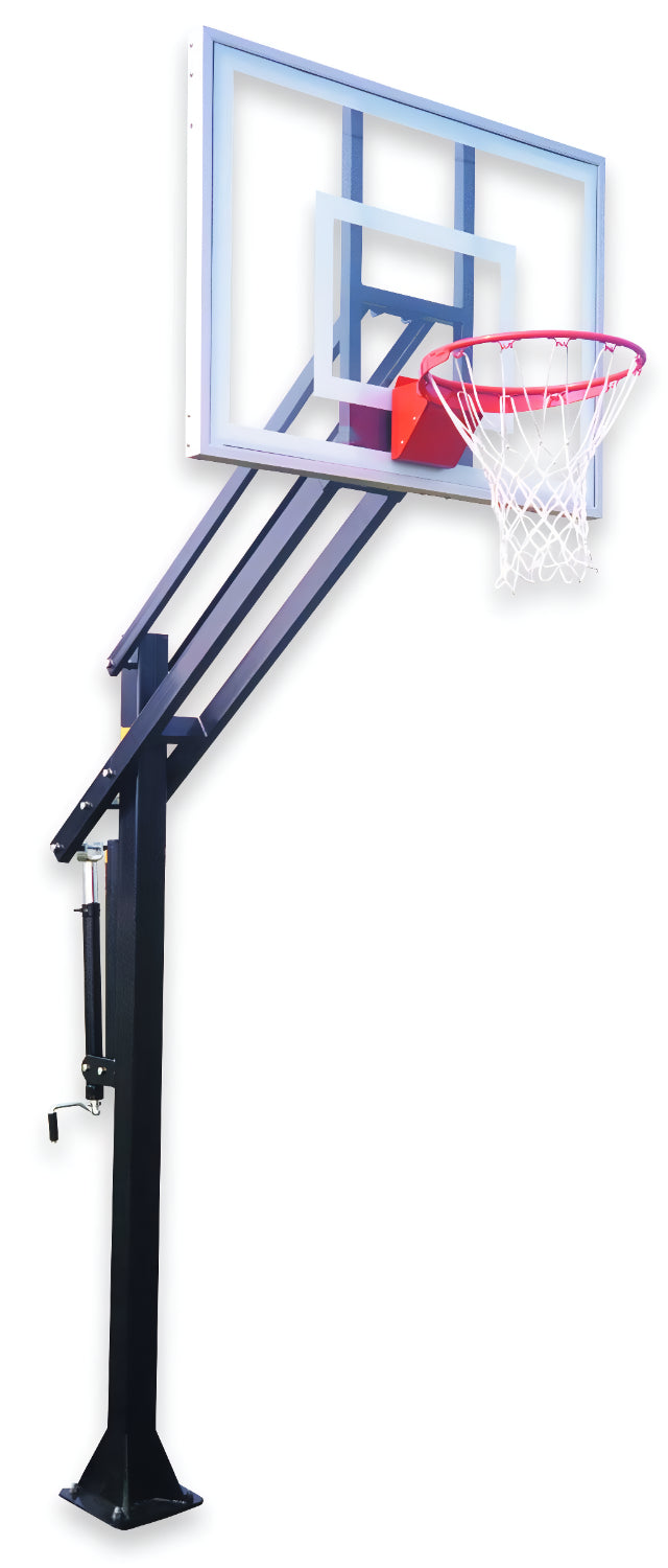  In ground basketball goal and white tempered glass backboard