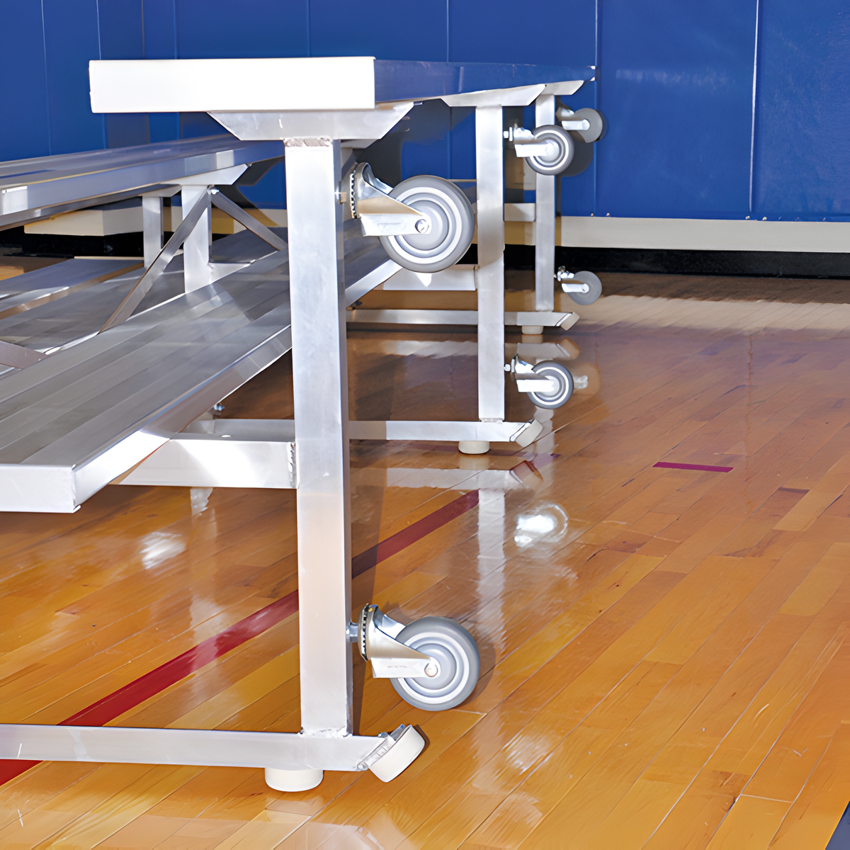 Jaypro Indoor Bleacher - 7-1/2 ft. (2 Row - Single Foot Plank) - Tip &amp; Roll BLCH-275TRG