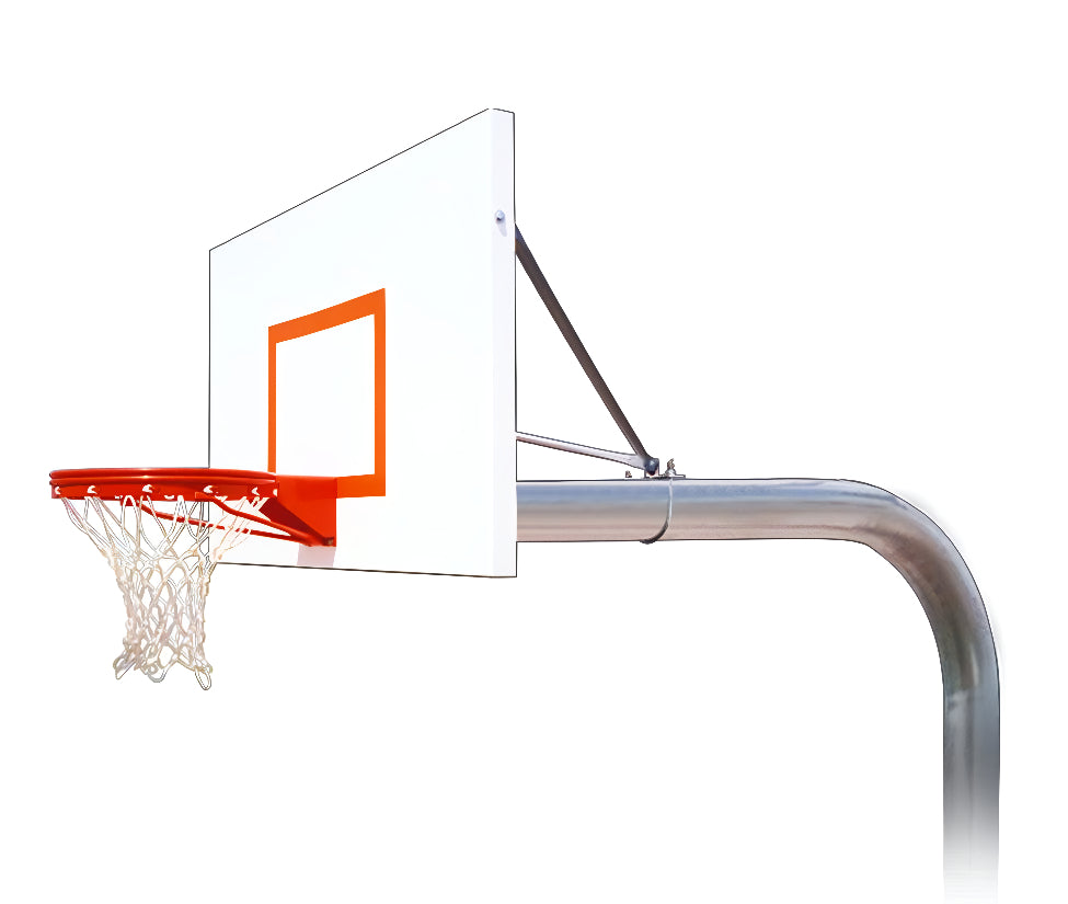 basketball rim and steel pole with white backboard