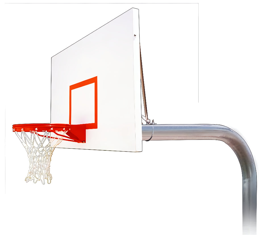 basketball rim and steel pole with white backboard
