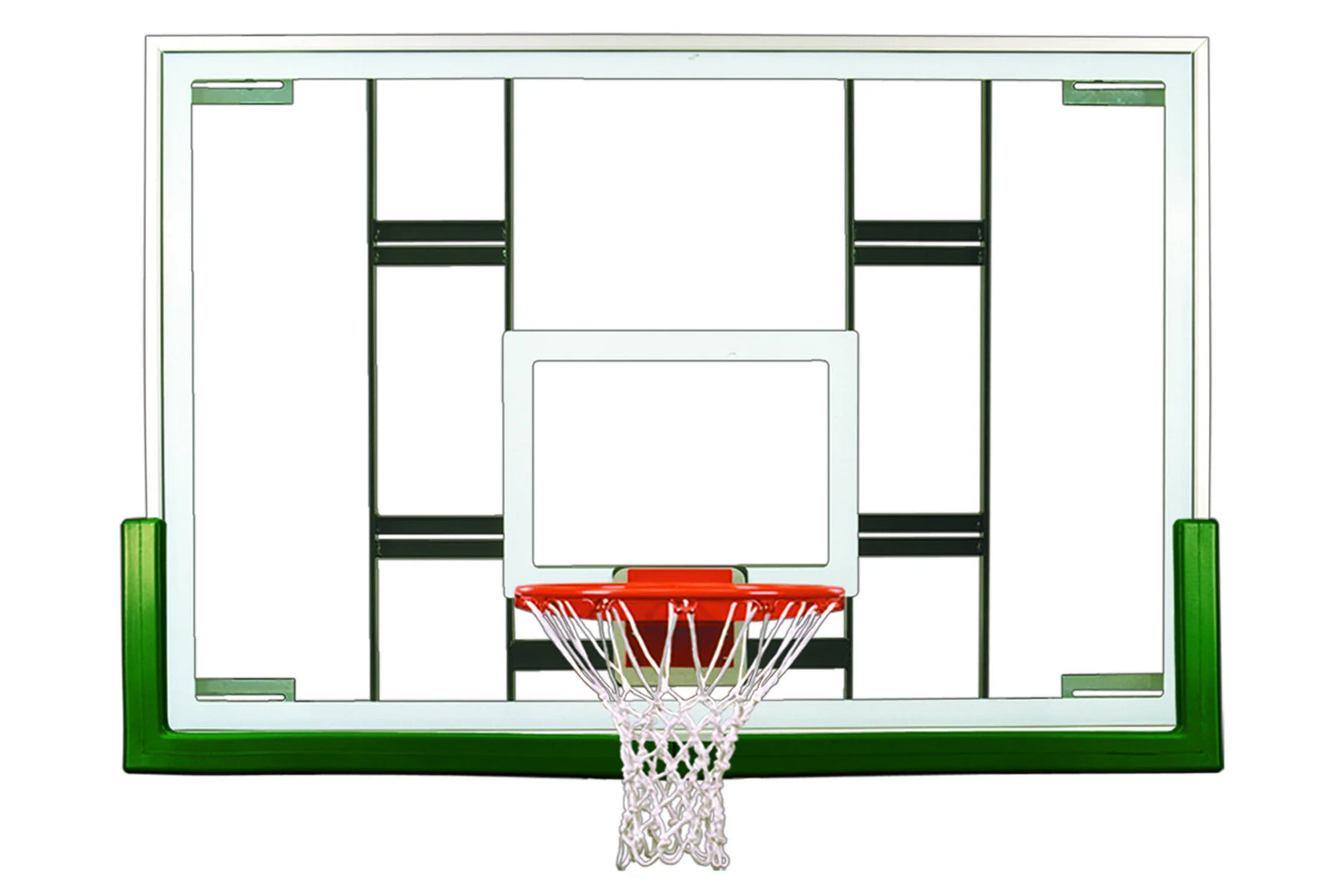 Tempered glass backboard with green padding