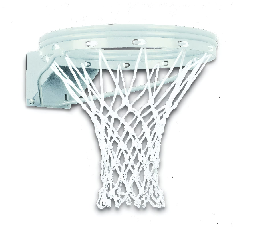 galvanized steel basketball rim with white braided nylon net 