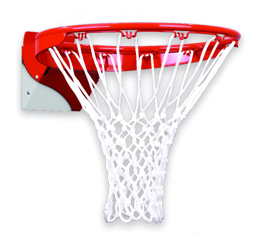 steel basketball rim with white braided nylon basketball net 