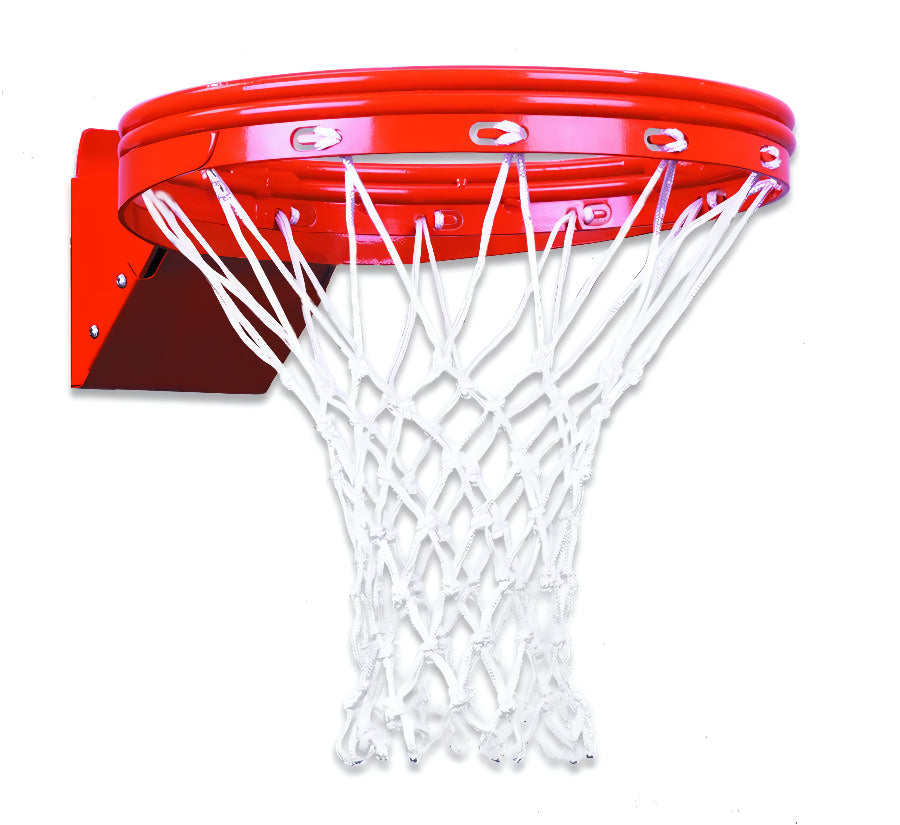 steel basketball rim with white braided nylon basketball net 