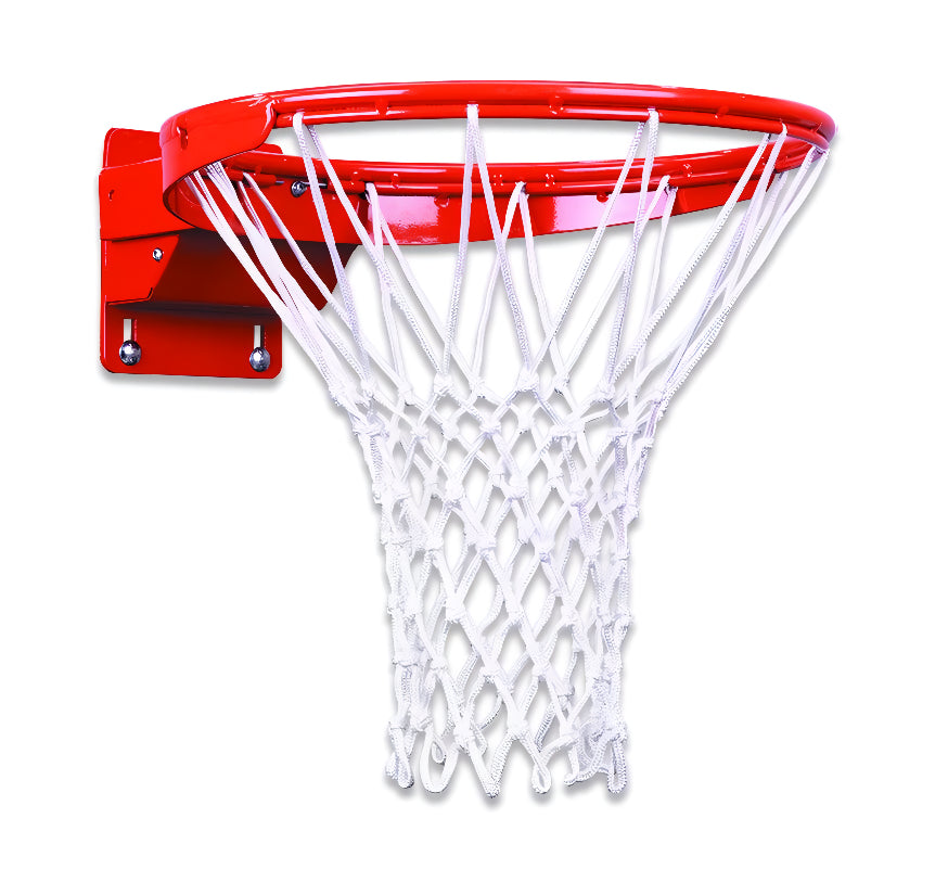 steel basketball rim with white braided nylon basketball net 