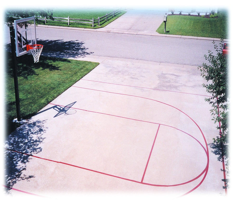 Basketball court with a basketball post 