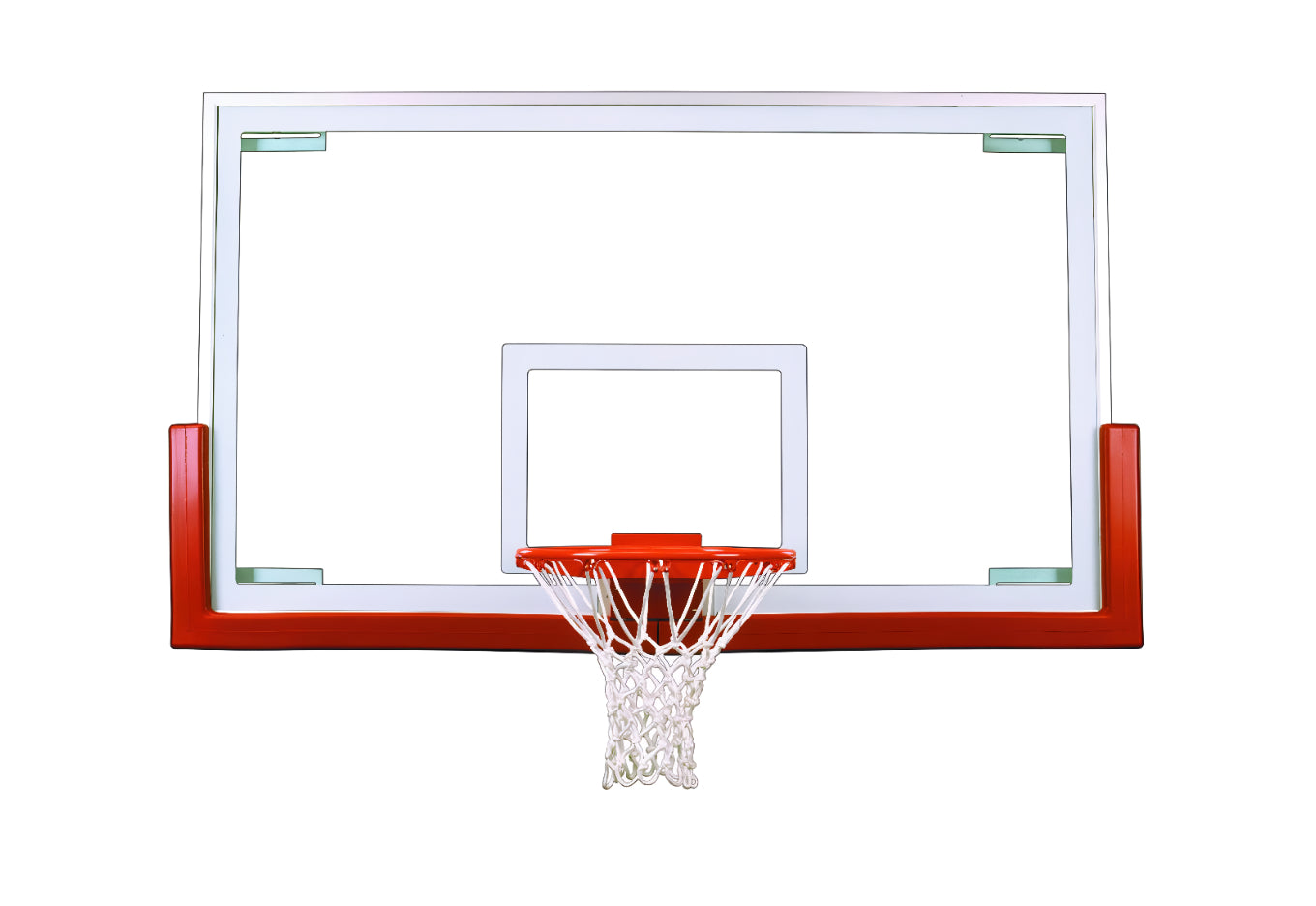 clear tempered glass basketball backboard with red backboard padding 