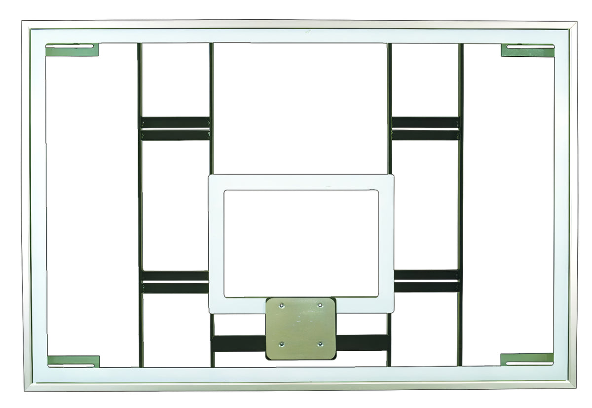 clear tempered glass basketball backboard with black backboard support 