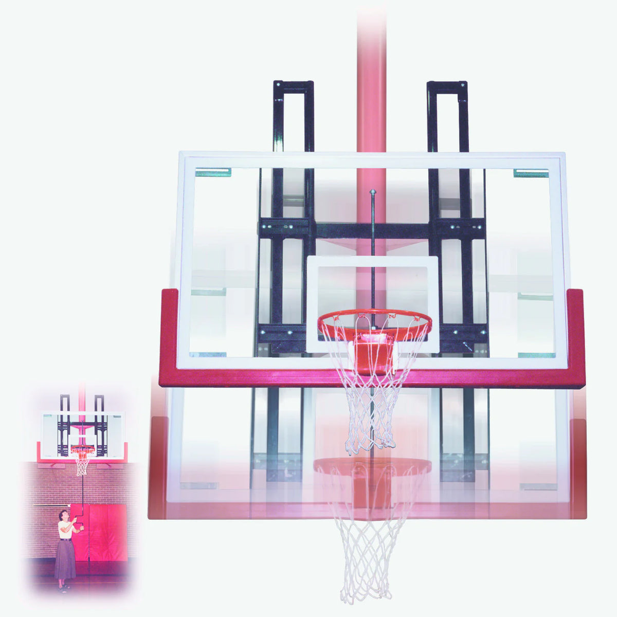 FIRST TEAM SUPERMOUNT01 VICTORY WALL MOUNTED BASKETBALL GOALS - 42&quot;X72&quot; TEMPERED GLASS