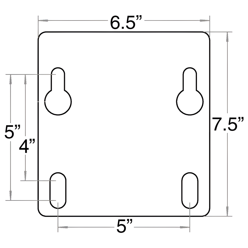 Technical drawing of a rectangular component with dimensional annotations.