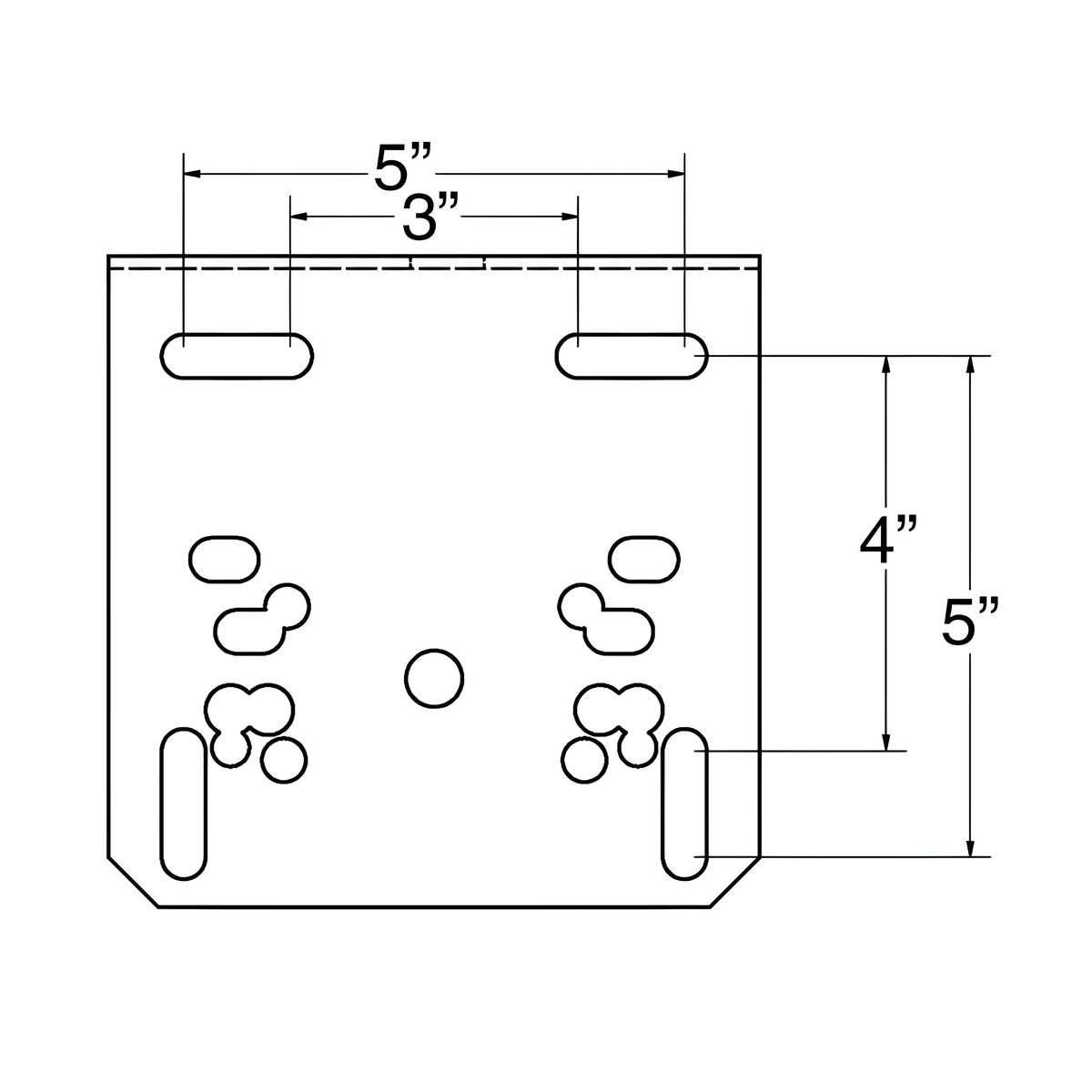 Technical drawing of a rectangular component with dimensional annotations.