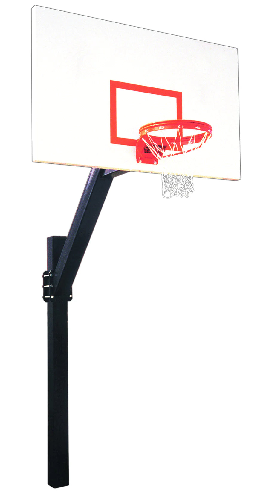 In ground adjustable basketball goal with steel backboard