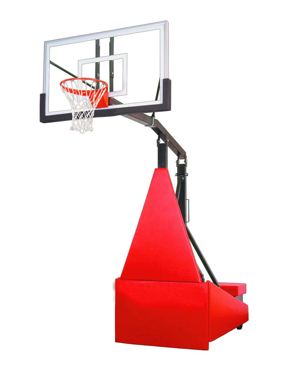 orange lowered portable basketball goal and clear acrylic backboard