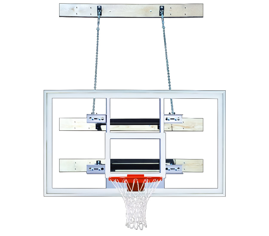 wall mounted rectangular clear acrylic backboard with white framework