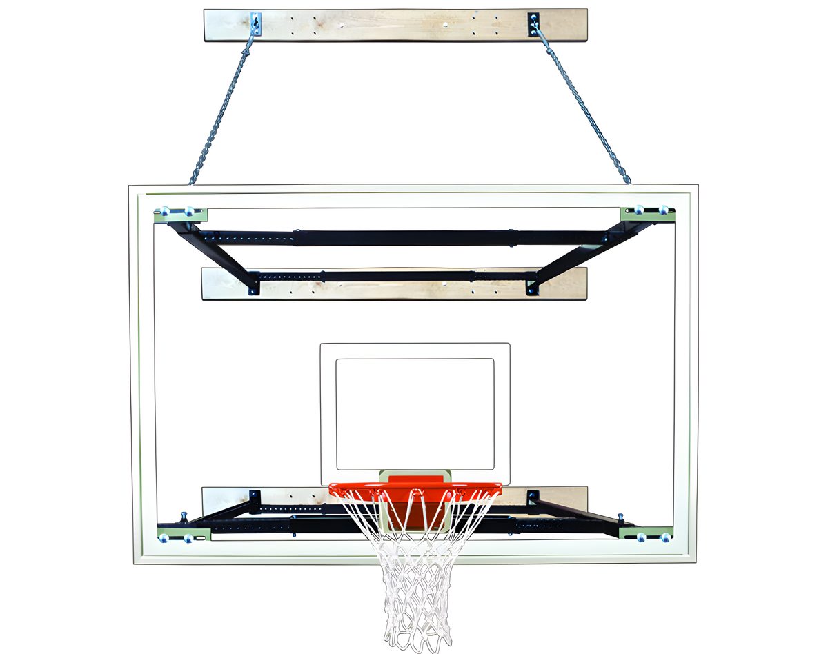 First Team Supermount68 Tradition Wall Mounted Basketball Hoops- 48&quot;X72&quot; Tempered Glass