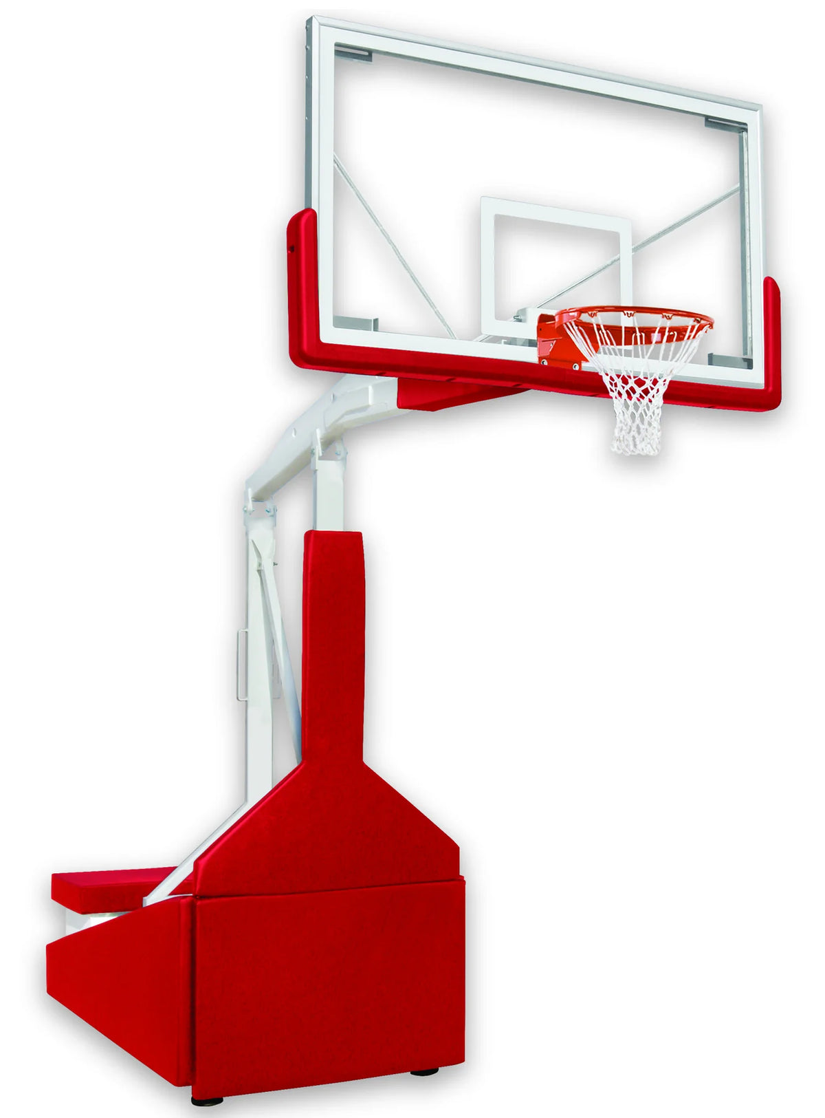 wall mounted rectangular clear acrylic backboard with red backboard padding and safety chain