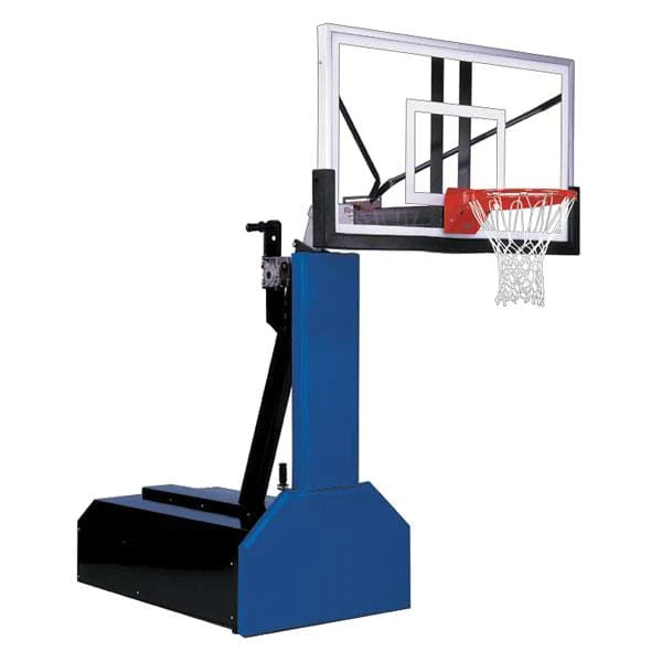 wall mounted rectangular clear acrylic backboard with blue backboard padding and safety chain