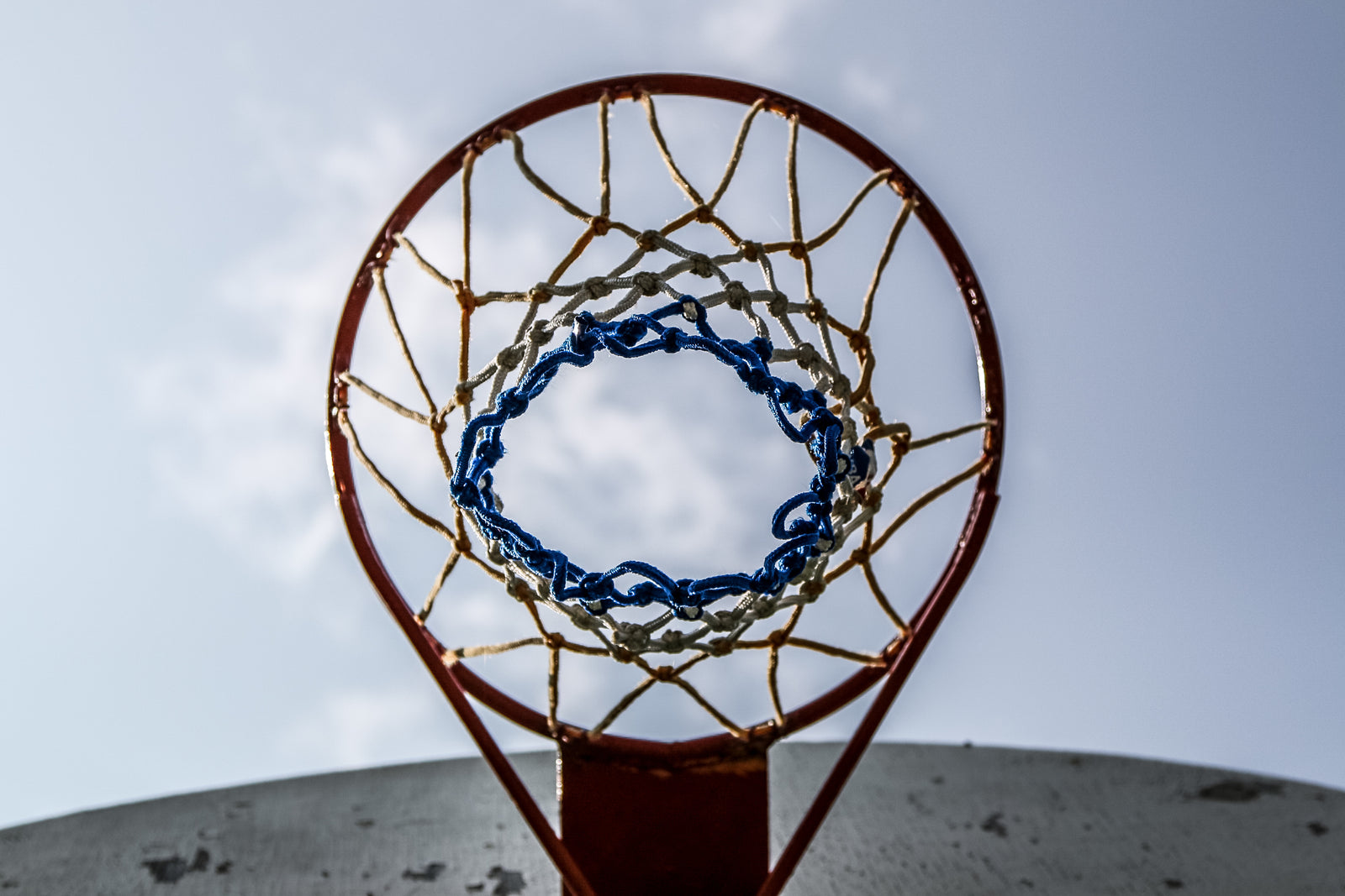 below view of basketball hoop