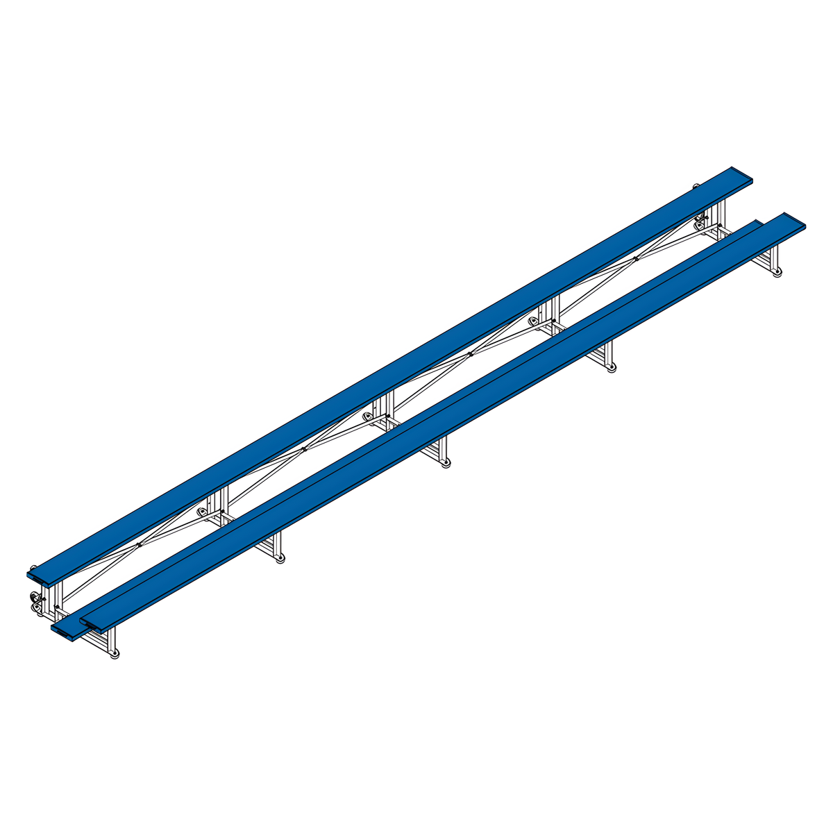 Jaypro Indoor Bleacher - 27 ft. (2 Row - Single Foot Plank) - Tip &amp; Roll (Powder Coated) BLCH-227TRGPC