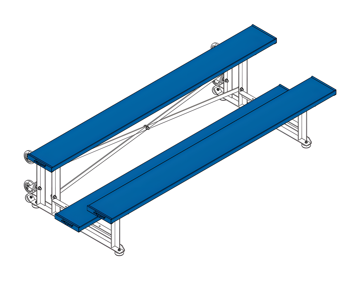 Jaypro Indoor Bleacher - 7-1/2 ft. (2 Row - Single Foot Plank) - Tip &amp; Roll (Powder Coated) BLCH-275TRGPC