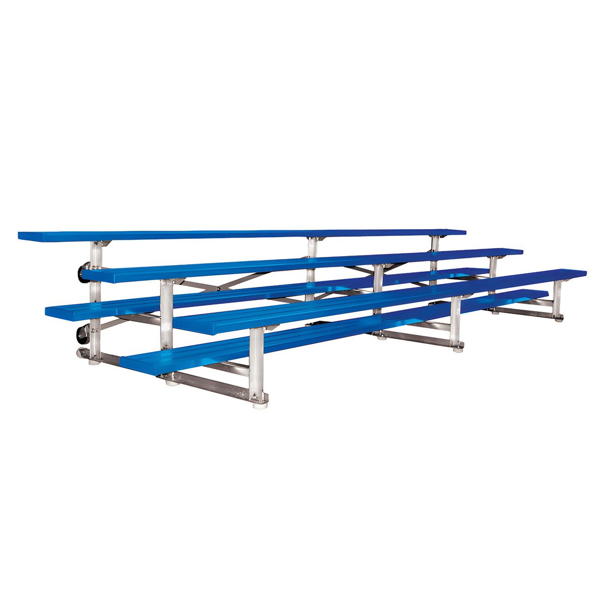 Jaypro Indoor Bleacher - 15 ft. (3 Row - Single Foot Plank) - Tip &amp; Roll (Powder Coated) BLCH-3TRGPC