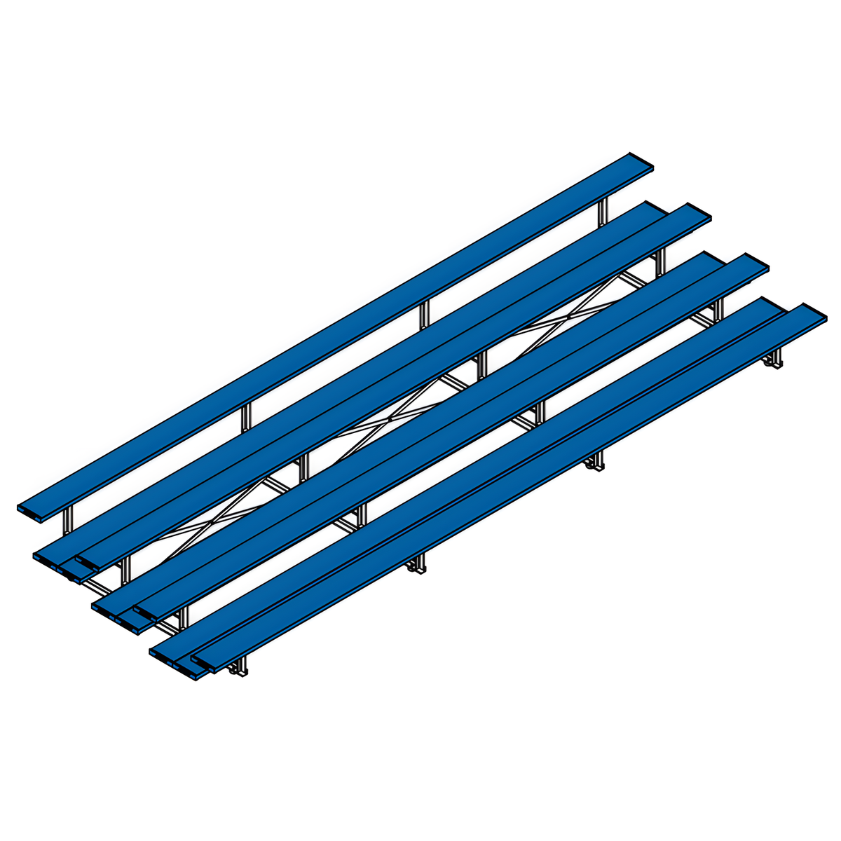 Jaypro Indoor Bleacher - 21 ft. (4 Row - Double Foot Plank) - Tip &amp; Roll (Powder Coated) BLDP-421TRGPC