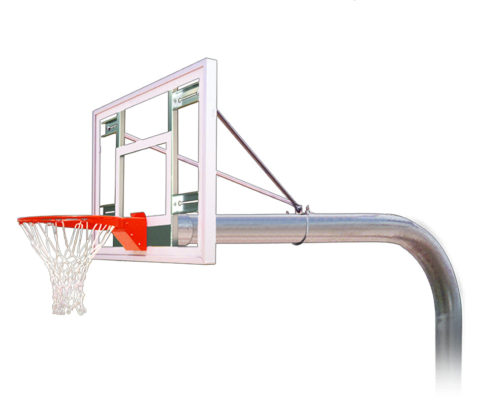 basketball rim and steel pole with tempered glass backboard