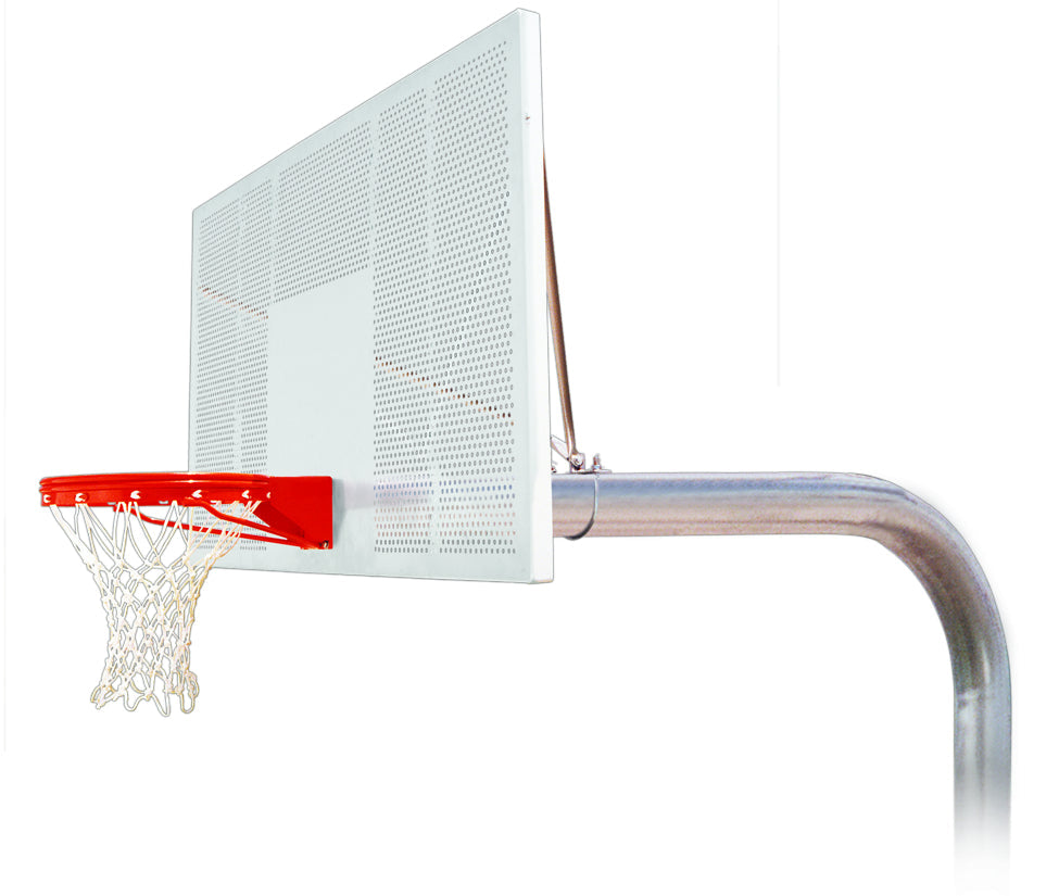 basketball rim and steel post with white tempered glass backboard
