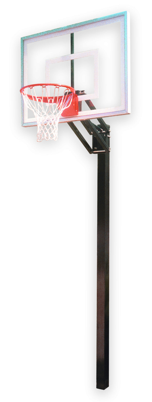 basketball rim and smoked steel post with acrylic backboard