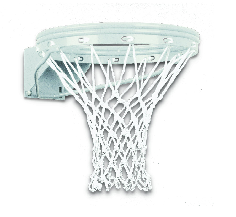 galvanized steel basketball rim with white braided nylon net 