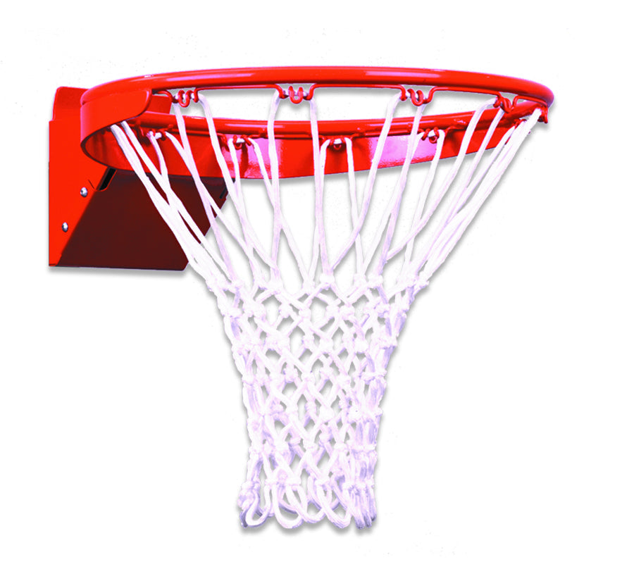 steel basketball rim with white braided nylon basketball net 