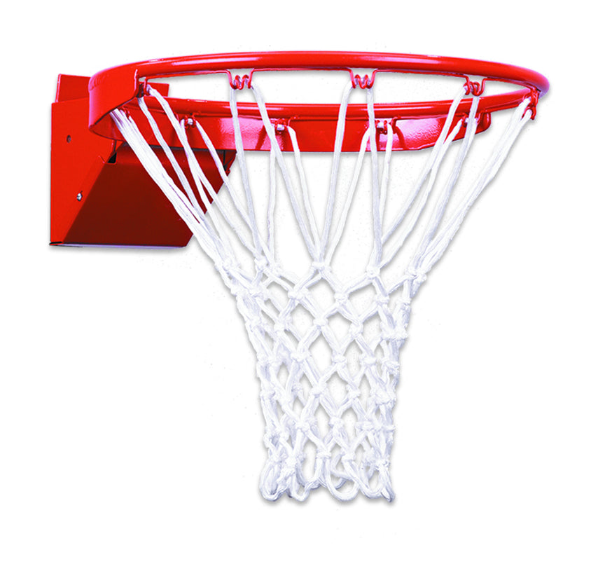 steel basketball rim with white braided nylon basketball net 