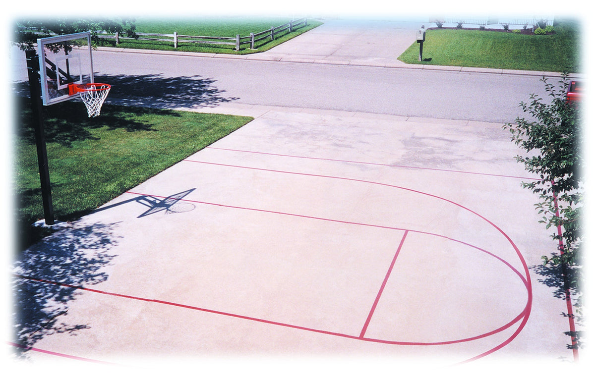 Basketball court with a basketball post 