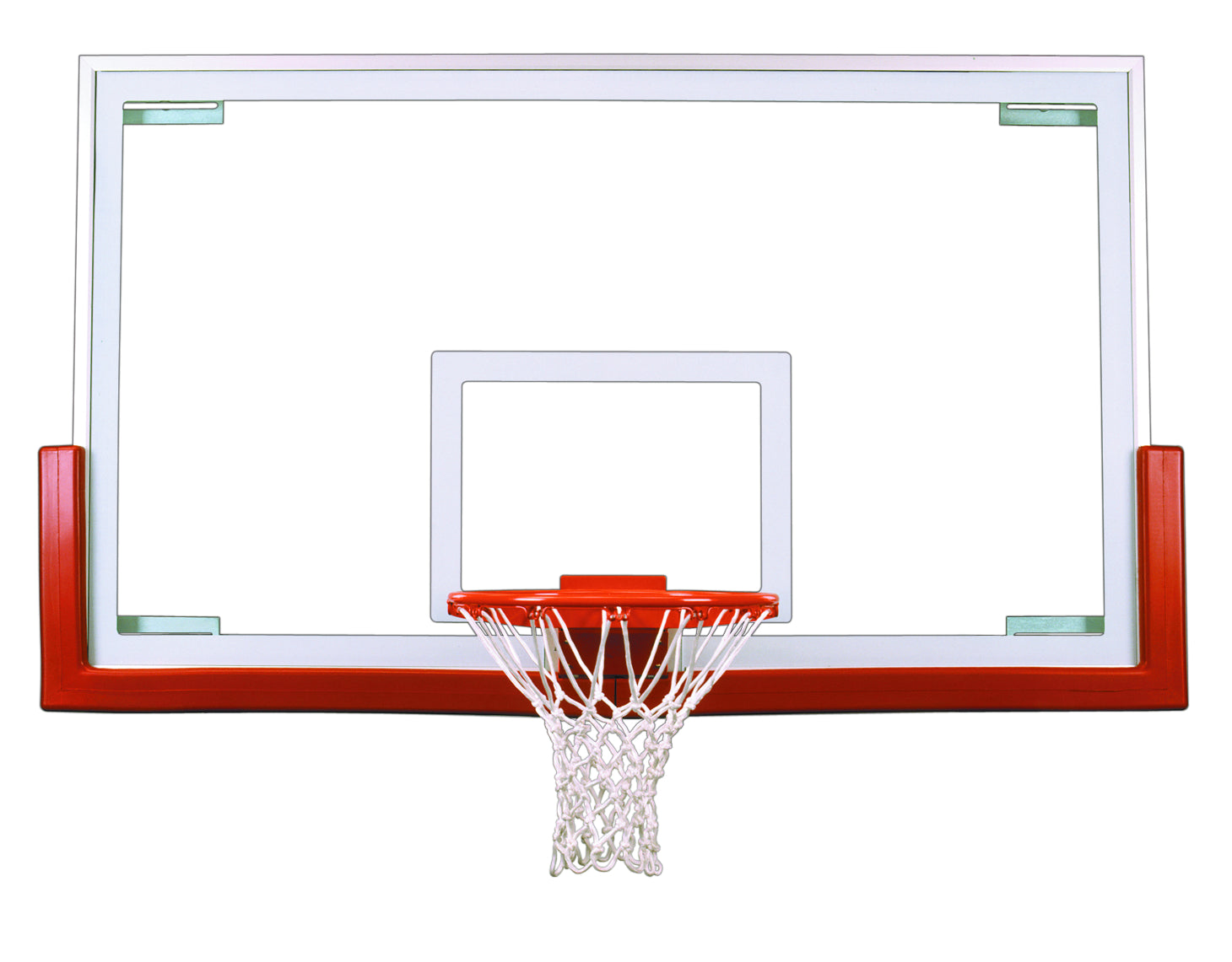 clear tempered glass basketball backboard with red backboard padding 