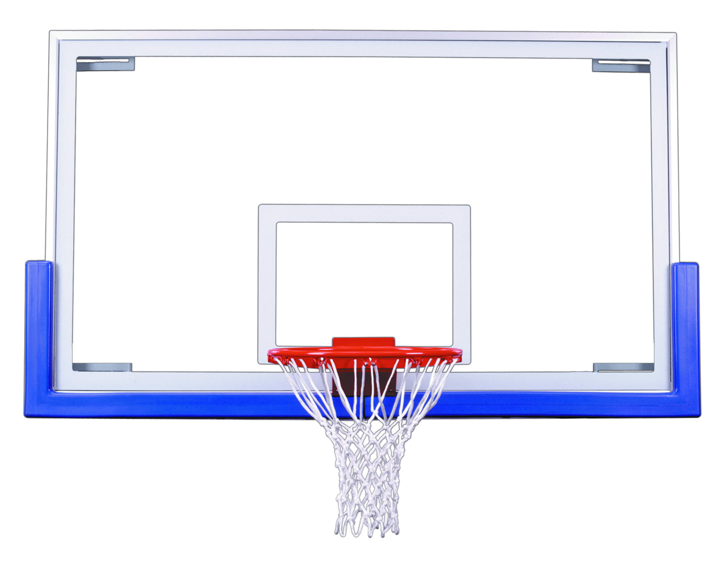 clear tempered glass basketball backboard with blue backboard padding 