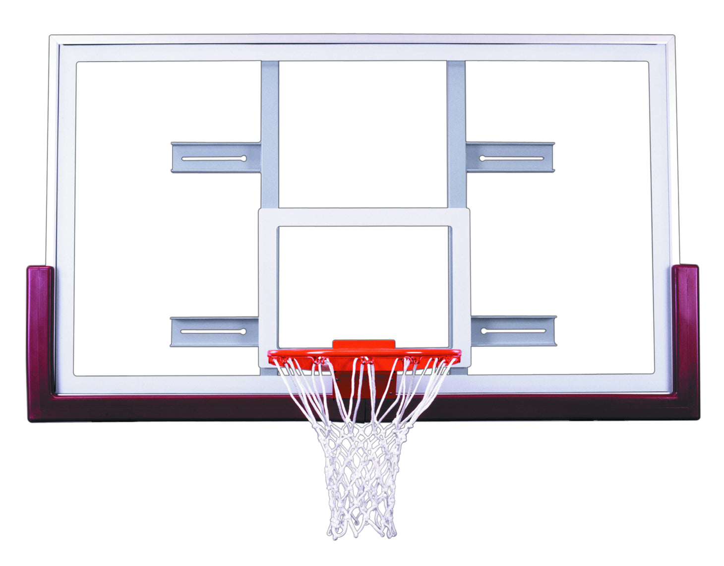 clear tempered glass basketball backboard with purple backboard padding 