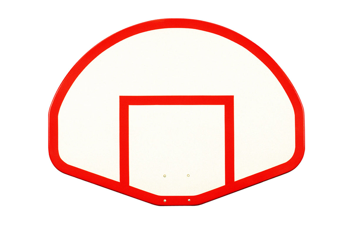 fan shaped basketball backboard with red orange framework 