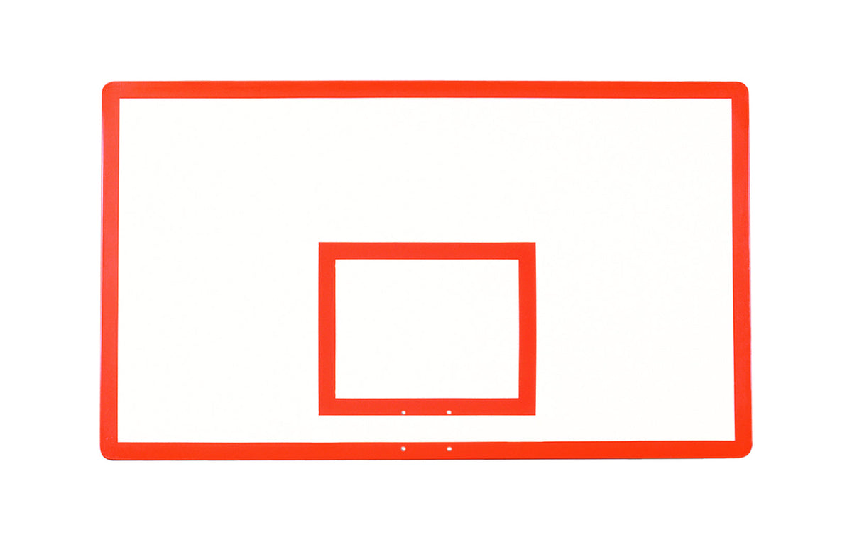 rectangular fiberglass basketball backboard with orange framework 