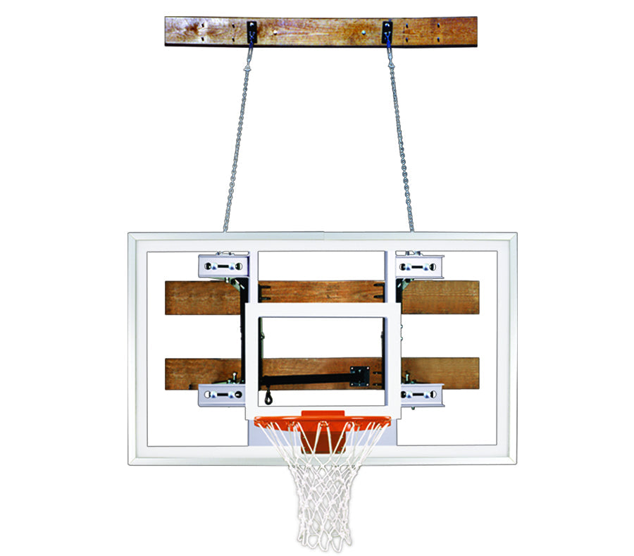 wall mount acrylic backboard with wood support and basketball goal