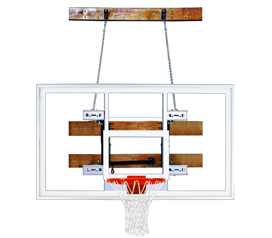 wall mount acrylic backboard with wood support and basketball goal