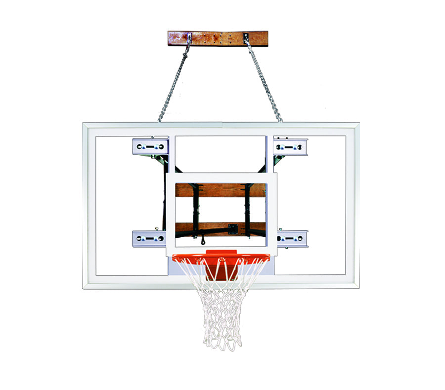 wall mounted tempered glass backboard and basketball goal