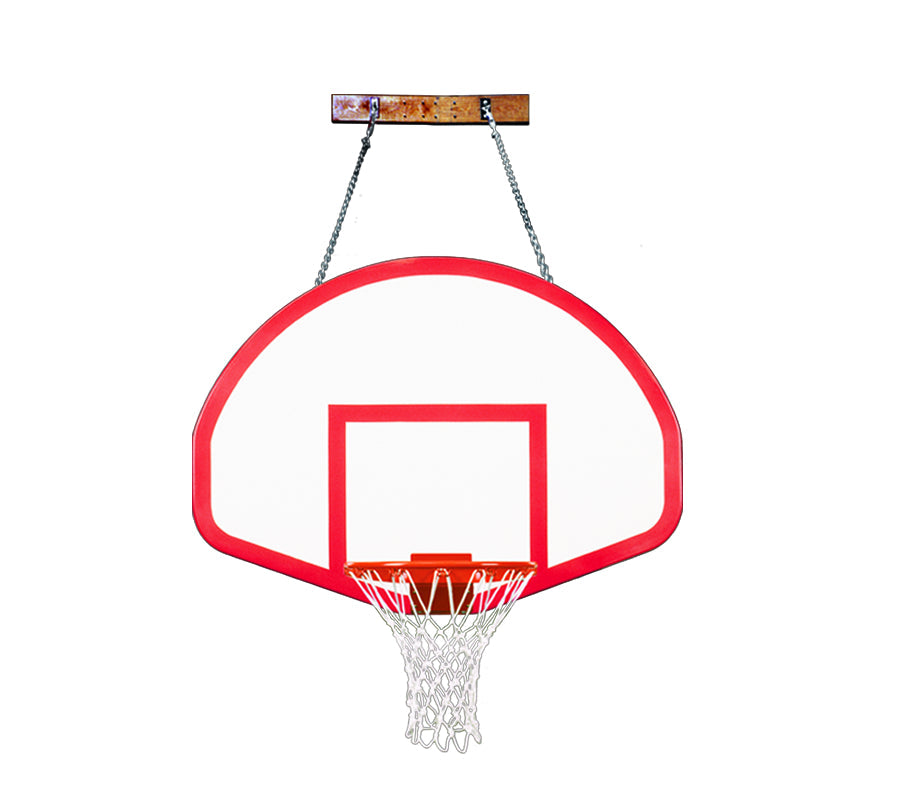 wall mounted fan shaped fiberglass backboard and basketball goal