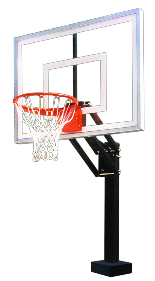 Poolside basketball goal with black pole and acrylic backboard 