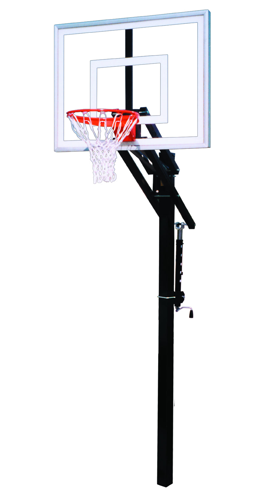 In ground basketball goal with clear acrylic backboard