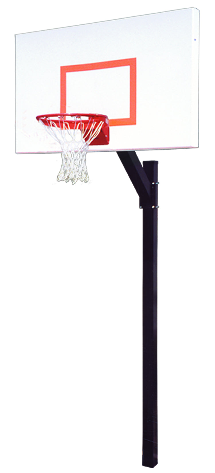 In ground basketball goal with white aluminum backboard