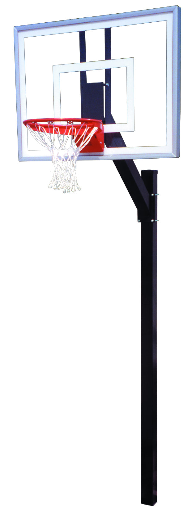 In ground adjustable basketball goal with clear acrylic backboard