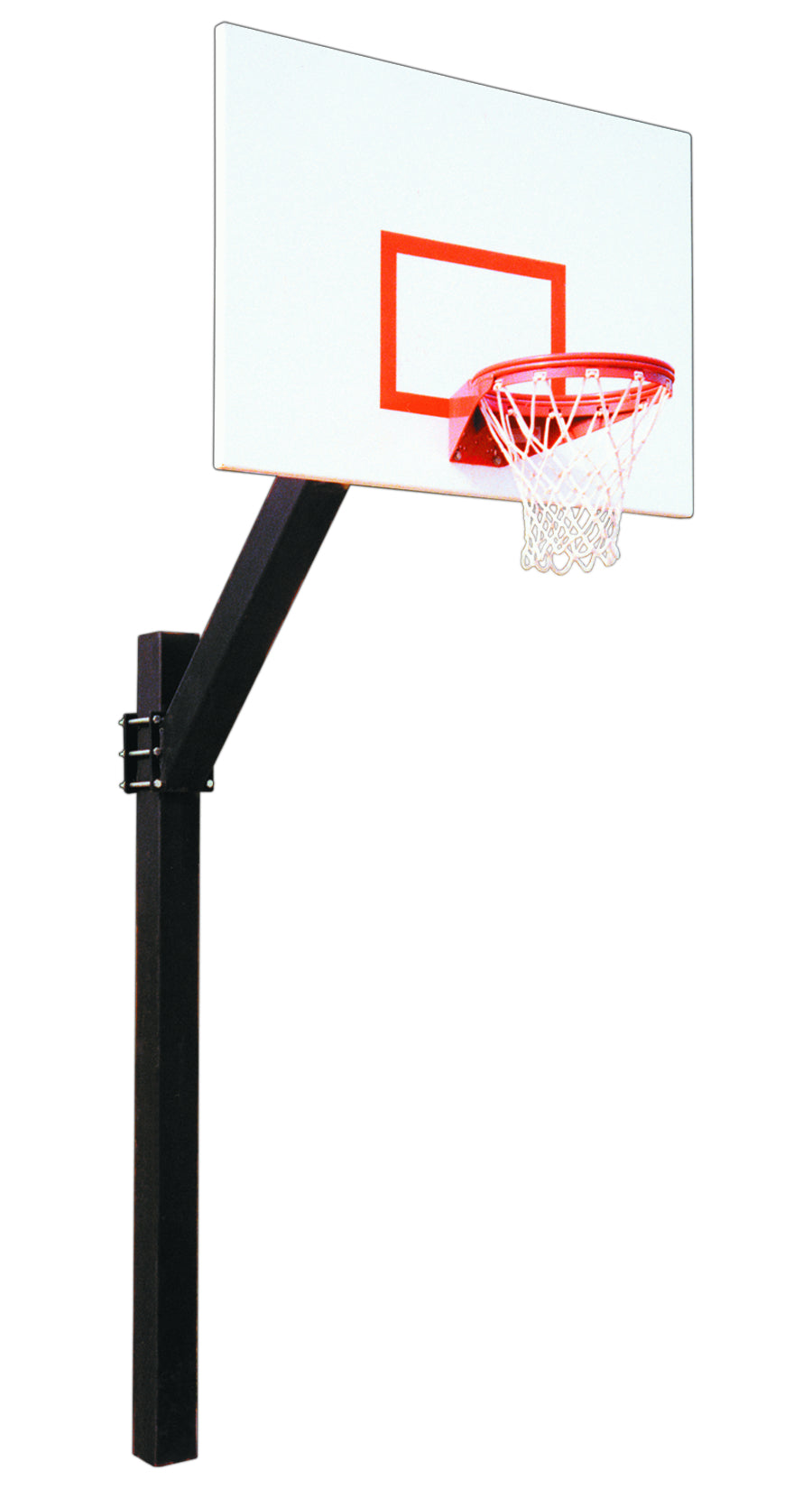 In ground adjustable basketball black post and aluminum backboard 