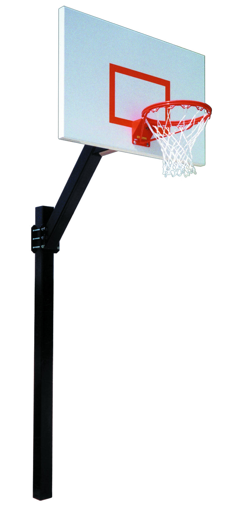 In ground adjustable basketball black post with basketball rim and steel backboard 