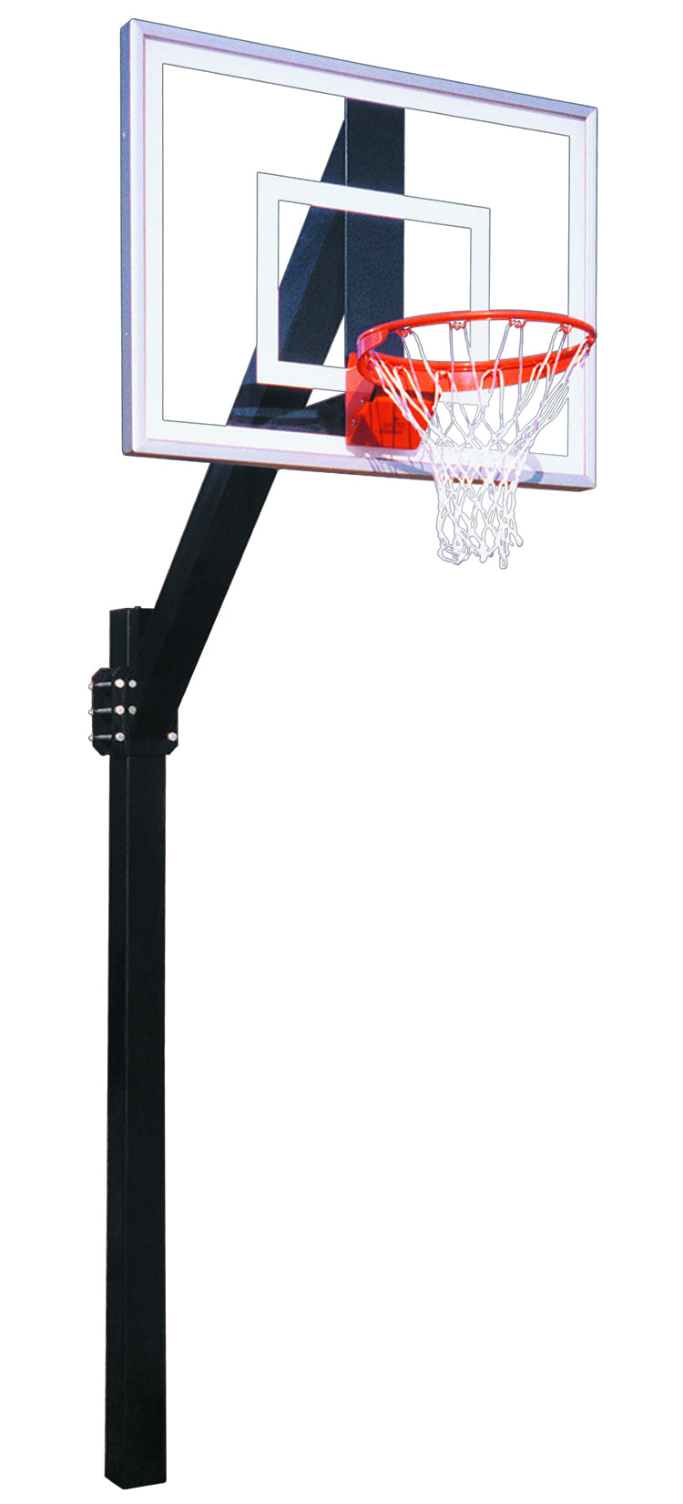 In ground adjustable basketball black post with basketball rim and acrylic backboard 